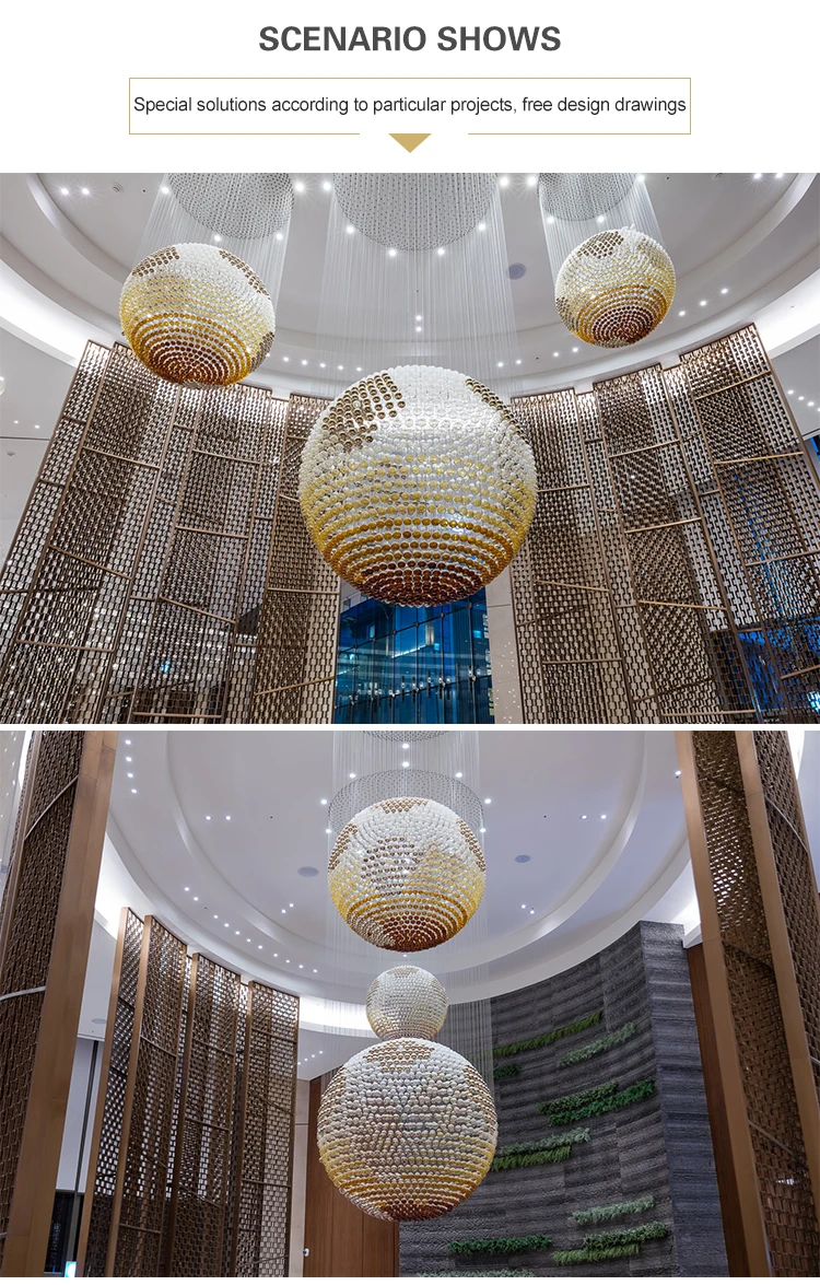 Latest hight quality luxury hotel lobby crystal custom big project chandelier