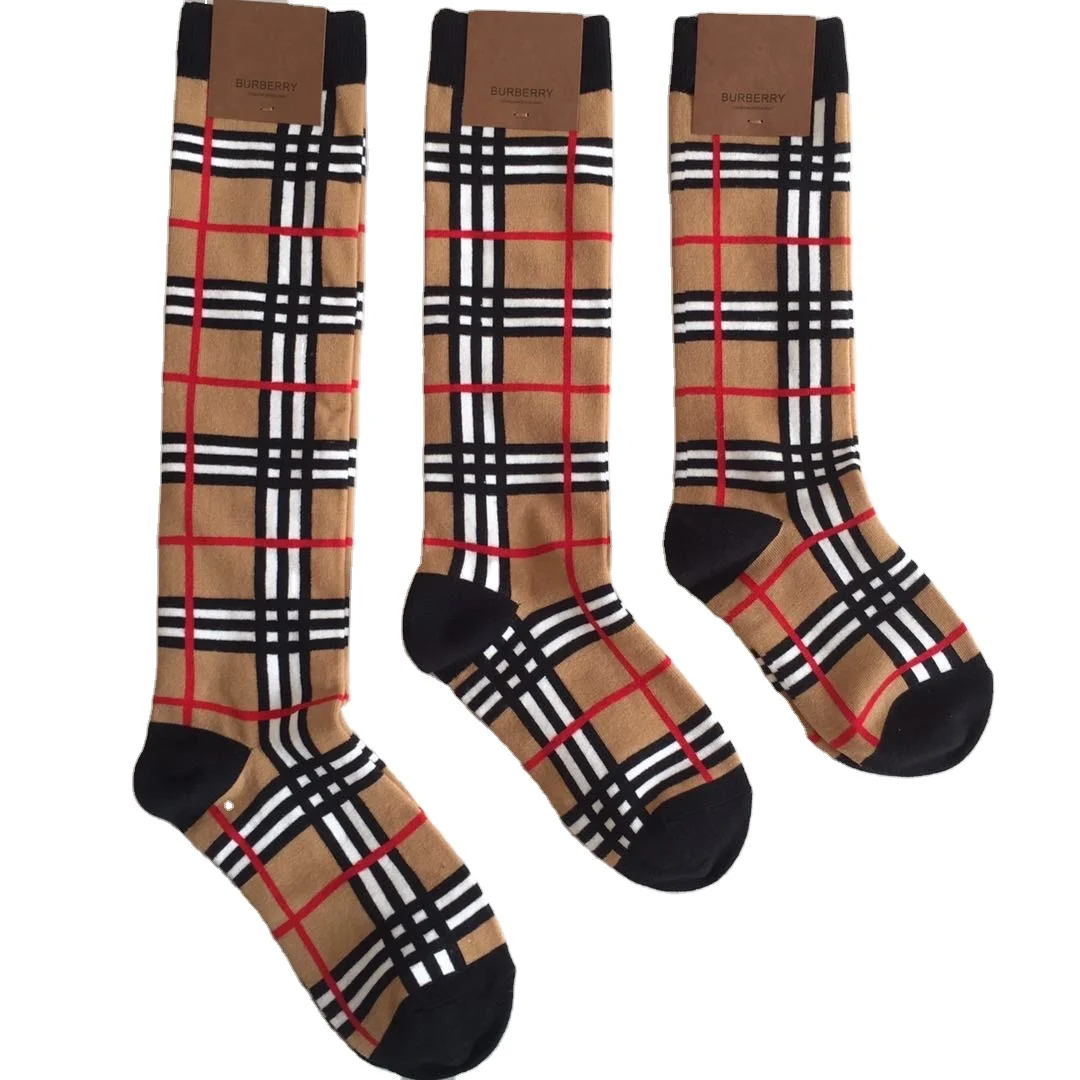 

Warm ladies fast shipping casual fashion 100% cotton luxury designer plaid stocking