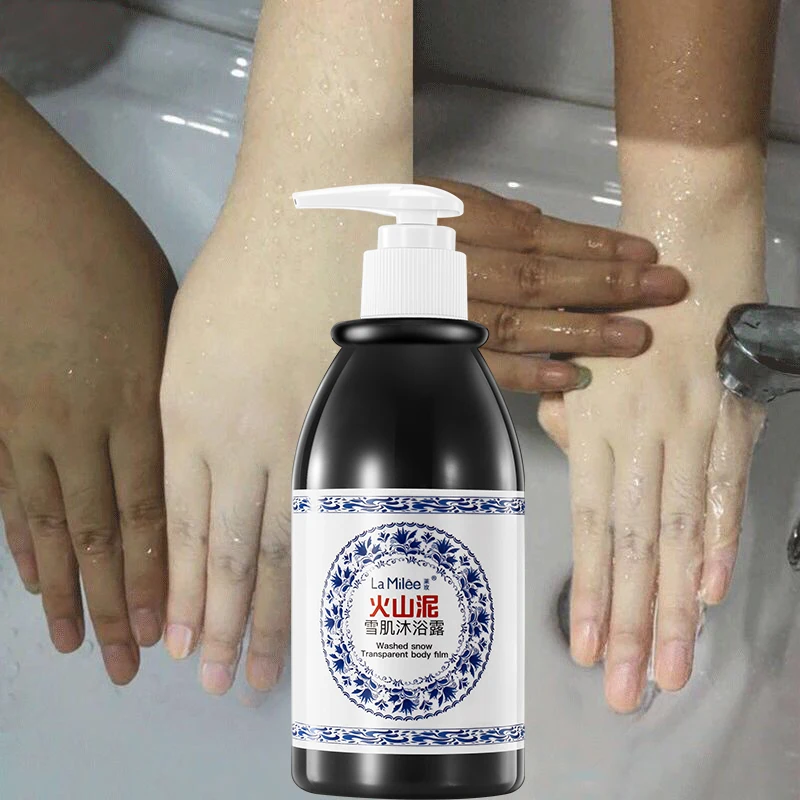 

Private Label Whitening Body Wash Peeling Shower Gel 250ml Exfoliating Body Volcanic Mud Wash