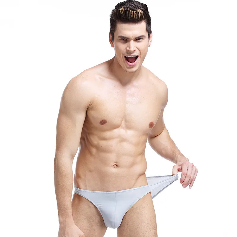 

Mens Sexy Panties Seamless Briefs Underwear Ice Silk Transparent Low Waist Summer Men's Breathable Briefs, 5 colors