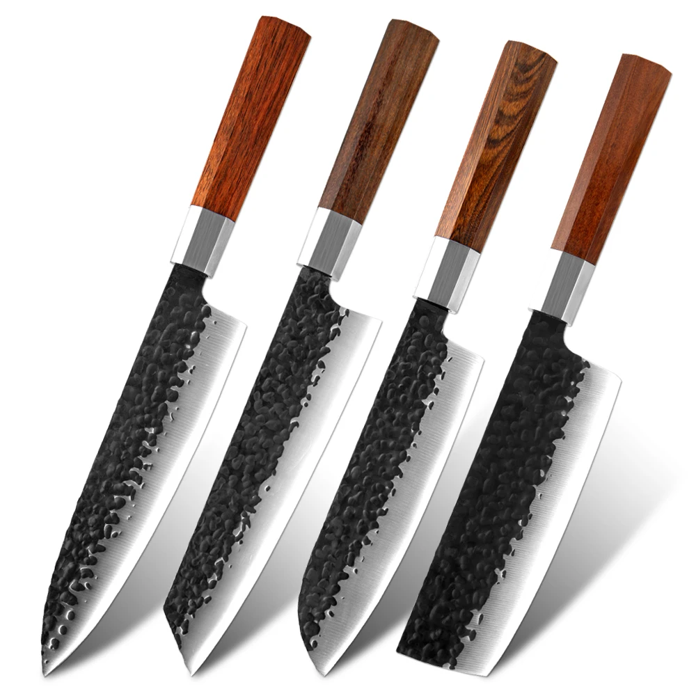 

XITUO Quality Kitchen Knives Set 1-4 Pcs Forging 8 inch Chef Knives 7'' Nakiri Santoku Octagonal Handle Utility Knives Cooking