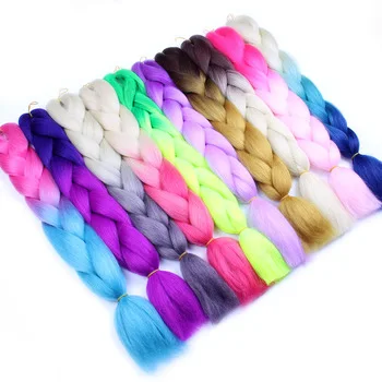 

Wholesale hair extension high quality raw material ombre jumbo braid synthetic hair for braiding, Single color, ombre