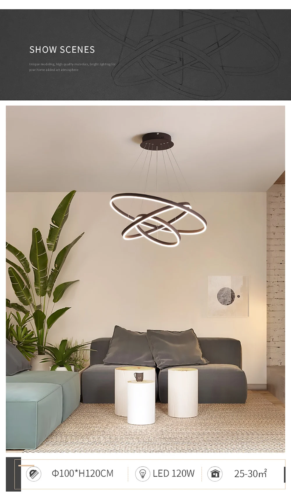 Hotel Lobby Residential Fashion design LED Chandelier Circular Pendant Light