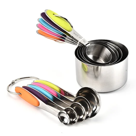 

stainless steel measuring spoon cup set backing tools with scale metal measuring spoon cup set