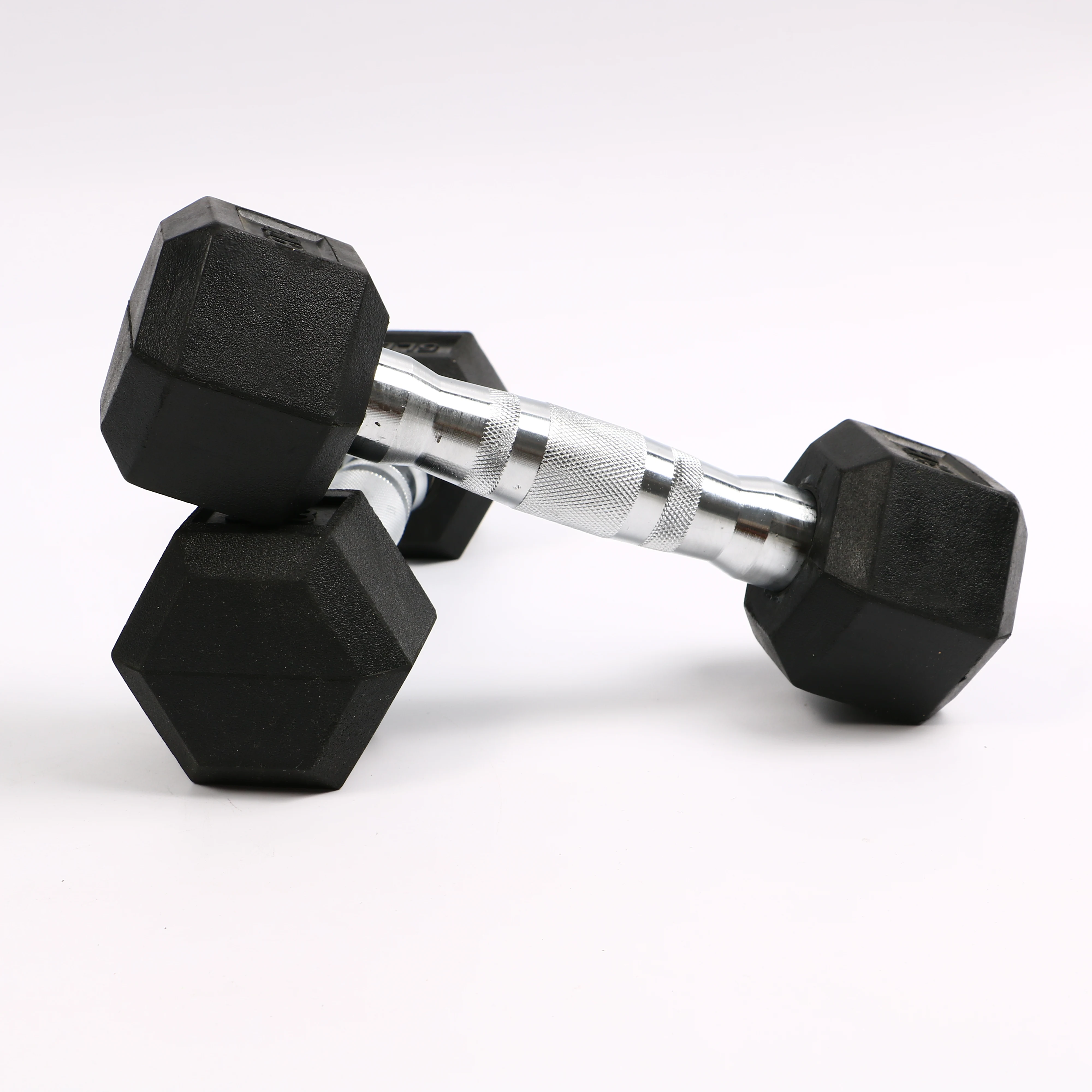 

high quality Gym Rubber Encased Solid Weights Sets Hexagonal Hex Dumbbell Set, Black