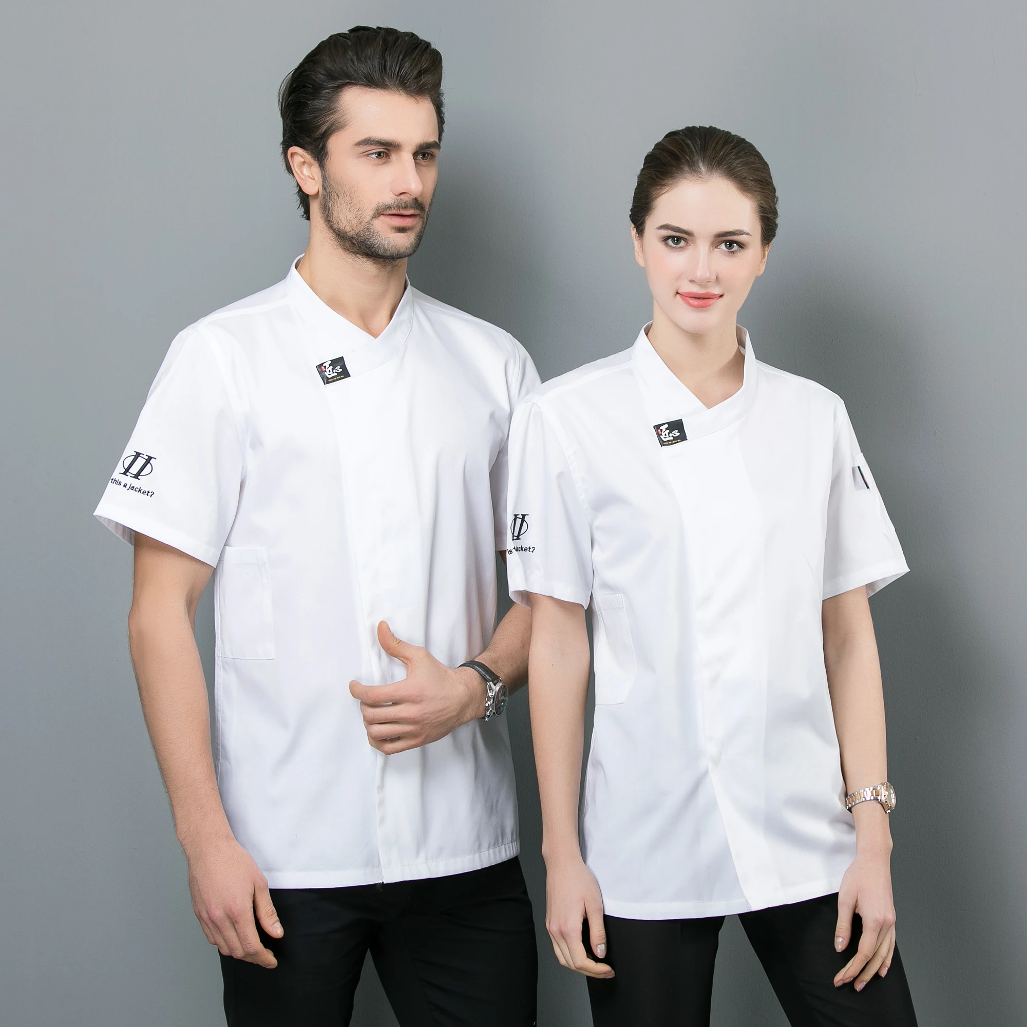 

Summer chef costume cook jacket male chef's white shirt Restaurant Uniform Barber Shop Workwear Overalls