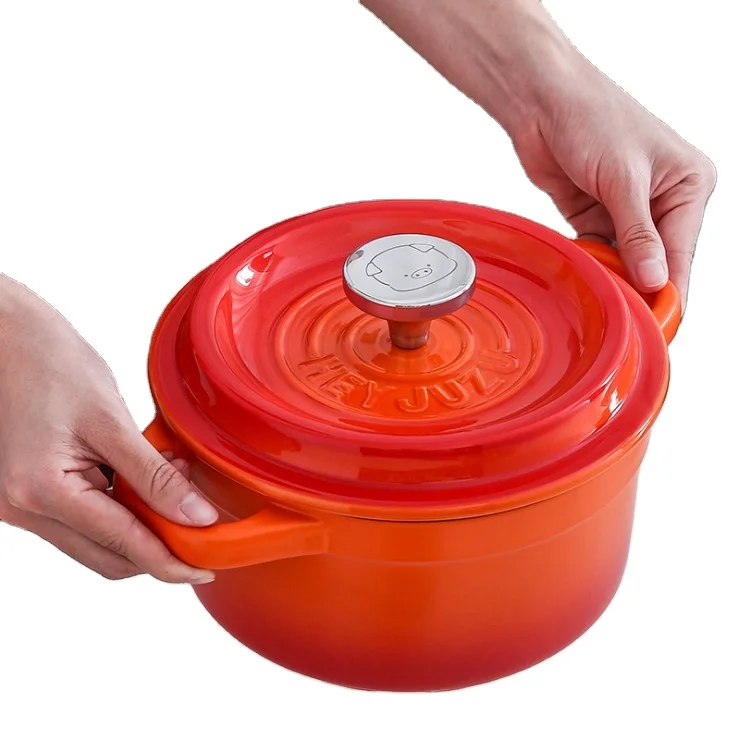 

Kitchen in home restaurant 2L 2.5L 3.5L Red Ceramic enameled cooking pot with s s handle enamel pots