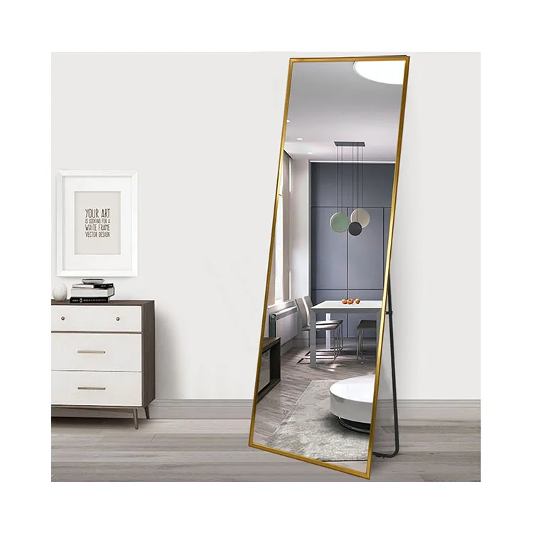 

Good Material Anti Rust Aluminum Alloy Three Dimensional Frame Titanium Gold Full Length Mirror