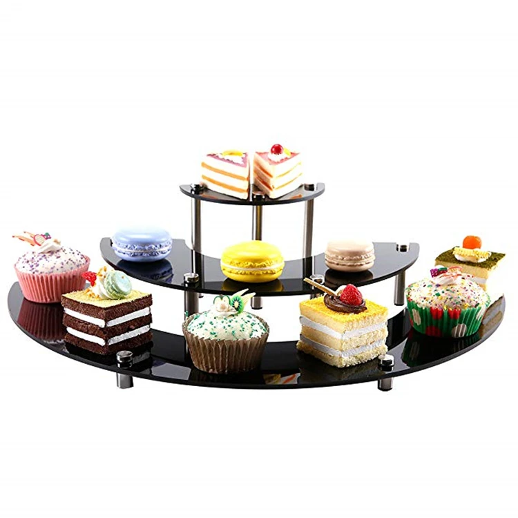 3-Tier Tabletop Acrylic Semicircle Half Moon Cupcake Stand Dessert Display Riser