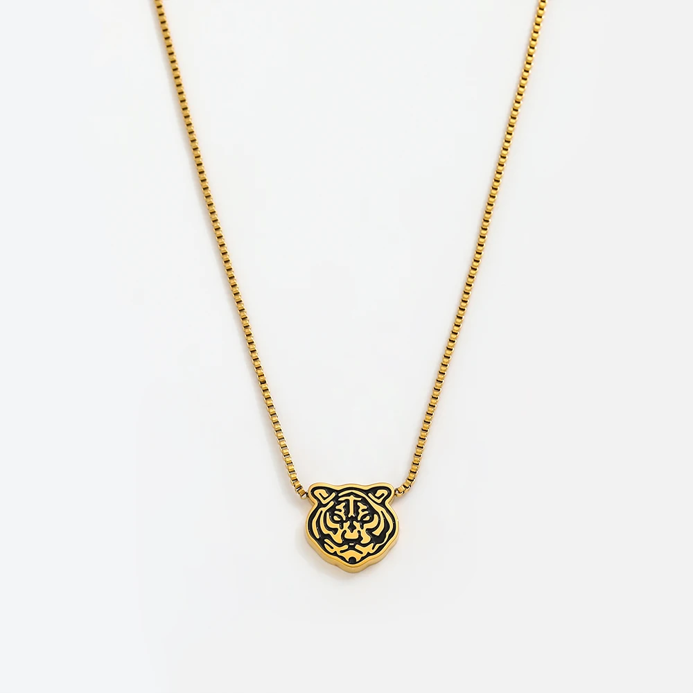 Joolim Rope Chain Tiger Pattern Pendant Necklace Stainless Steel Necklace Jewelry Wholesale Drop Shipping