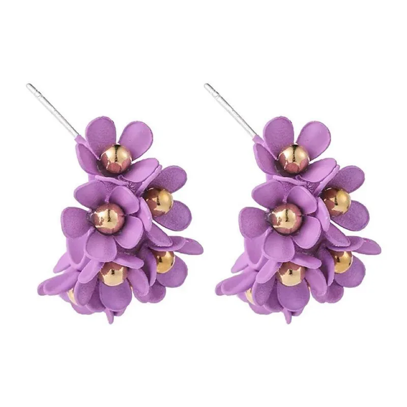 

925 Silver Ear Hook Charming Purple Hoop Earrings 2020 New Design Korean Style Flower Heart Butterfly Earrings for Women