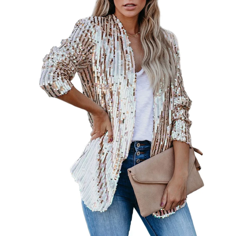 

New Arrival 2020 Long Sleeve Sequin Blazer Suits Jacket Ladies Blazer Femme
