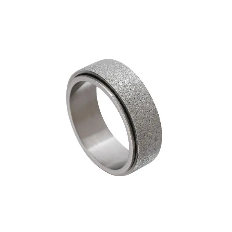 

Dull Polish Titanium Steel Spinner ring Rotatable Matte Mens Ring