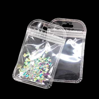 7*11cm Zipper Bag Full Clear Plastic Packaging Bag With Zip For Nail ...