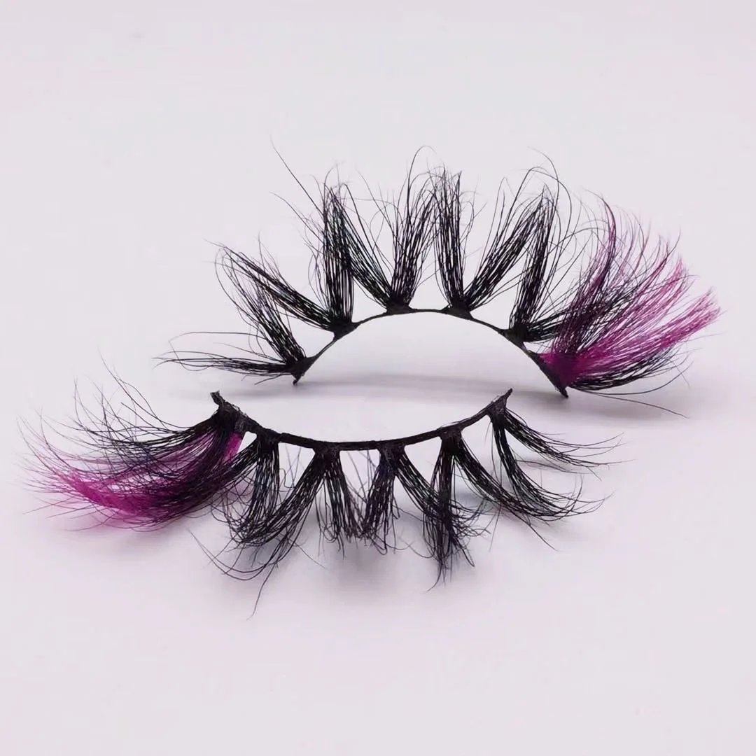 

False Color End Eyelashes Wholesale Natural 25mm Mink Fluffy Eye Lash Strip Colored Makeup Cosplay Eyelash