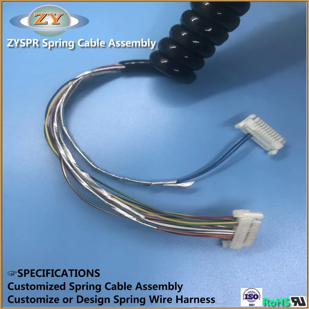 Custom coil cable wiring harness TPU coil cable with terminal connector cable assebly - ANKUX.COM
