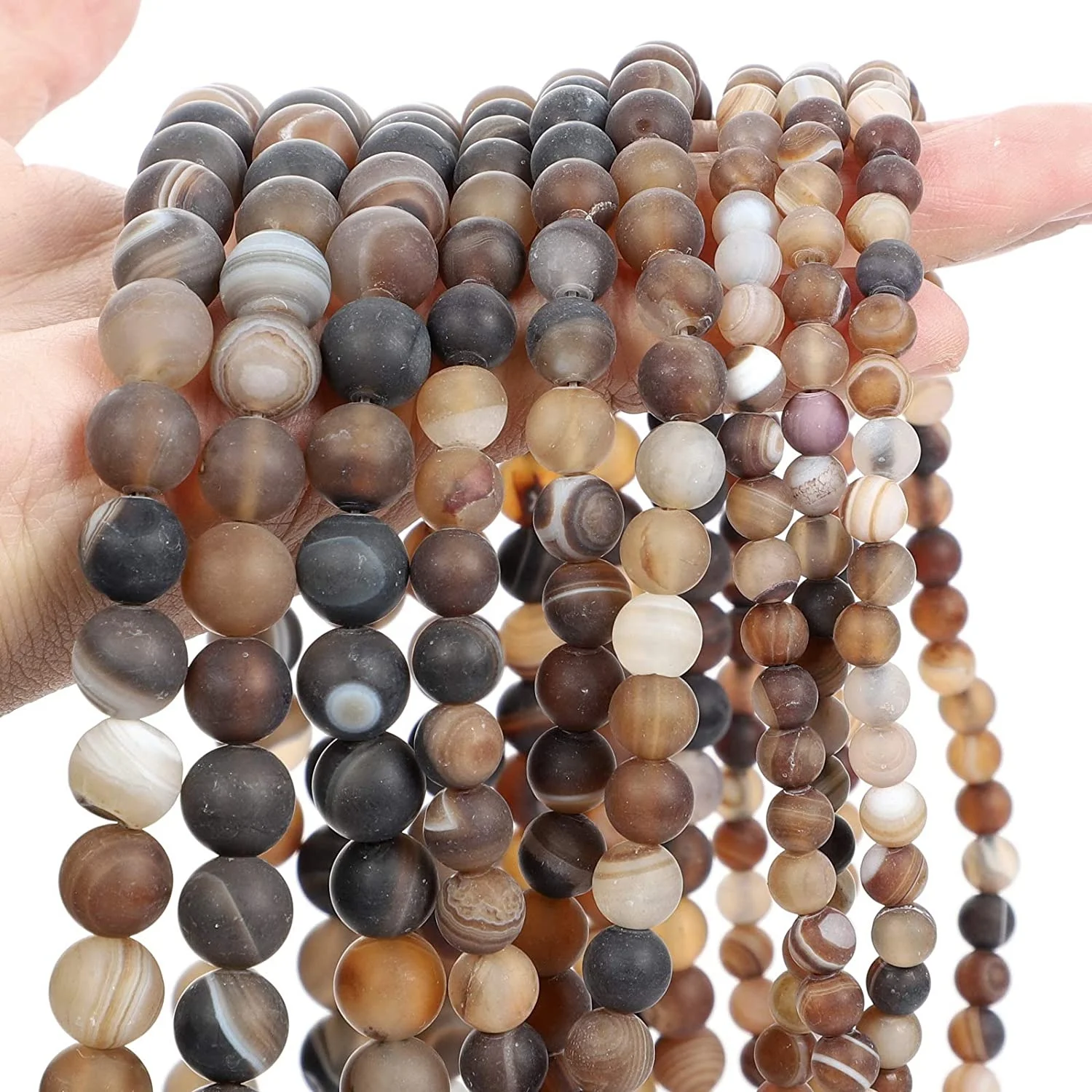 

Natural Stone Beads Mattte Grey Persian Agate,8mm Polished Round Smooth Gemstone Beads,Beads for Jewelry Making 15 Inch