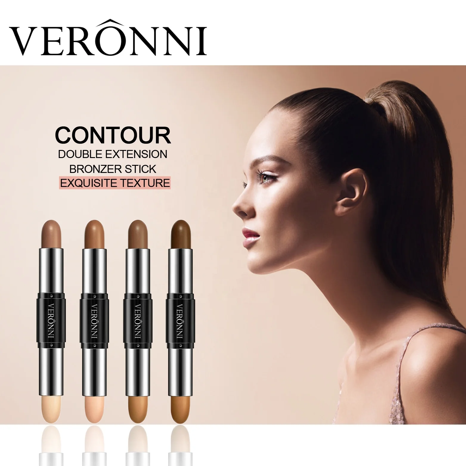 Brand VERONNI Cosmetics Facial Makeup 3D Mineral Creamy Concealer Double Side 2 in1 Contour Stick 4 Colors