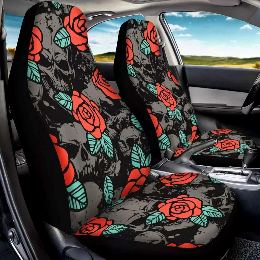

Muchkey OEM Skull And Rose Car Seat Protector Print on Demand Car Universal Seat Cover Front and Full Set Car Seat Covers Set