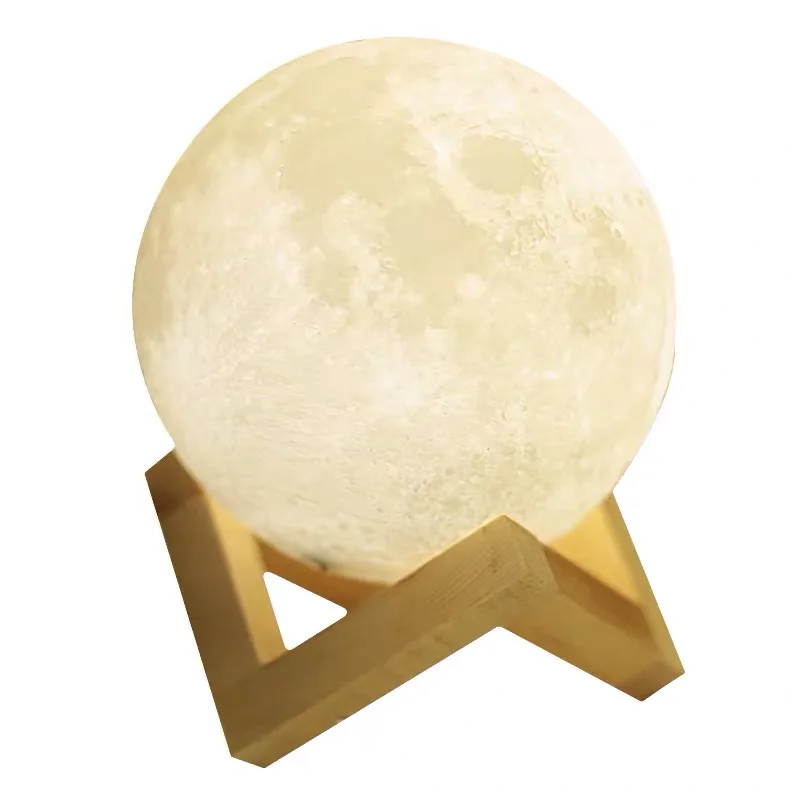 10-20cm LED Night Light 3D Printing Moon Lamp, Warm and Cool White Dimmable Touch Control