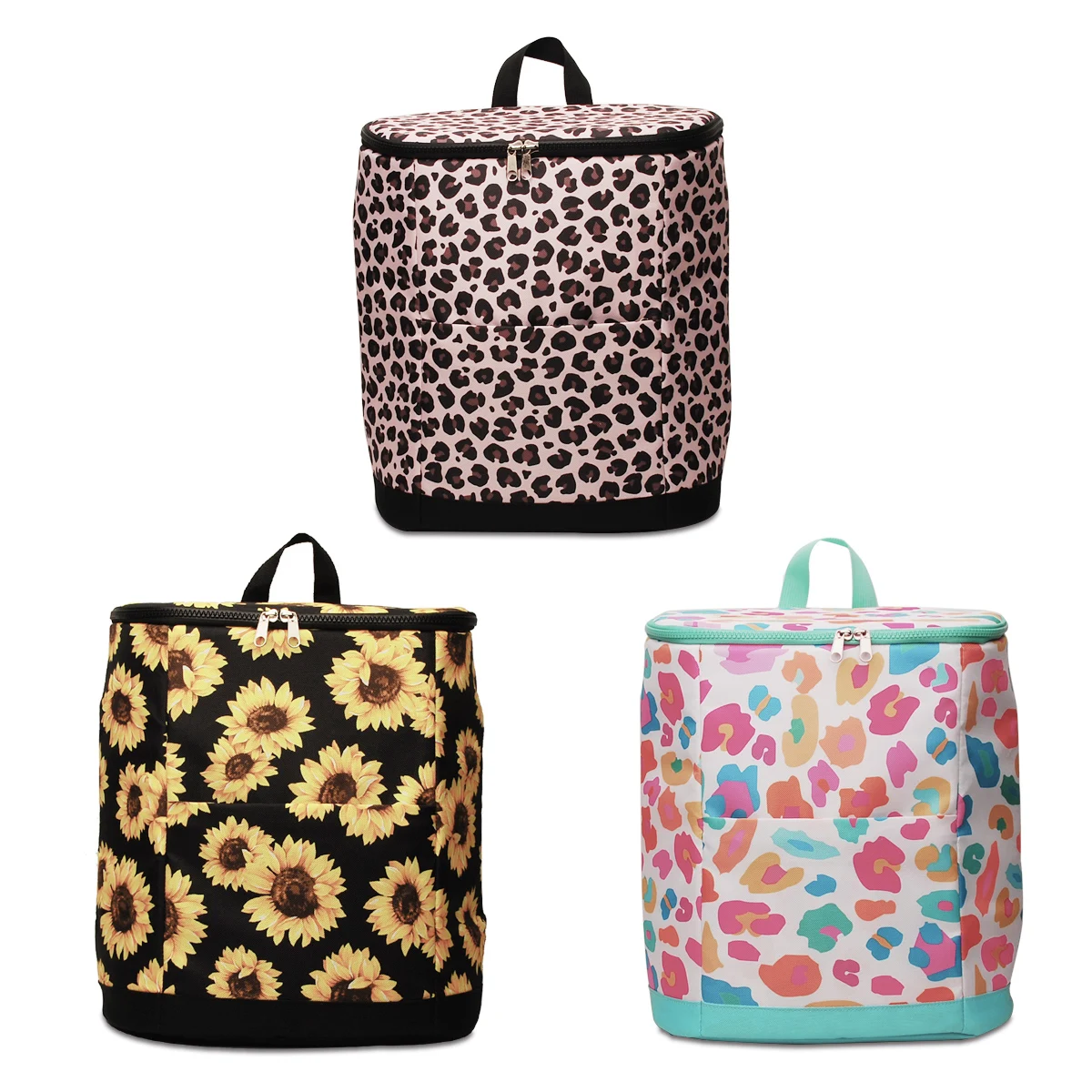 

Personalized Sunflower Leopard Custom Large Insulated Waterproof Cooler Backpack Monogram Free Shipping Lunch Food Picnic Bag, As pictures