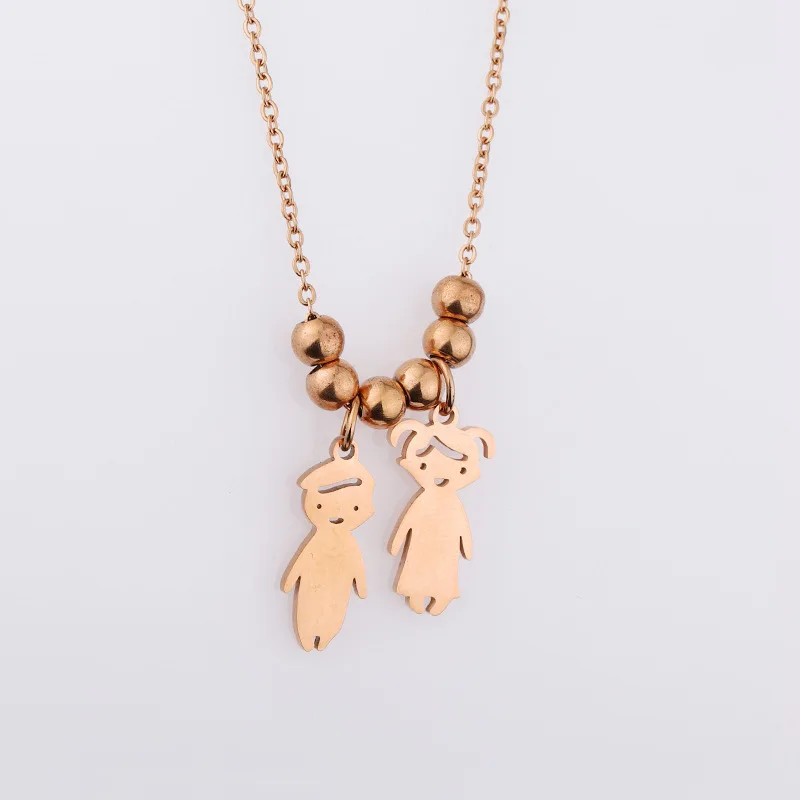 

Cartoon boy and girl necklace