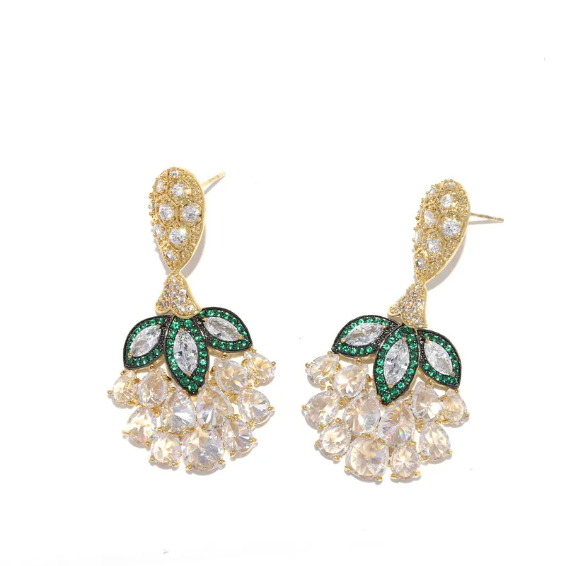 

Classic Peacock Tail Earrings Women Ear Stud Luxury Fashion Earrings, As photo