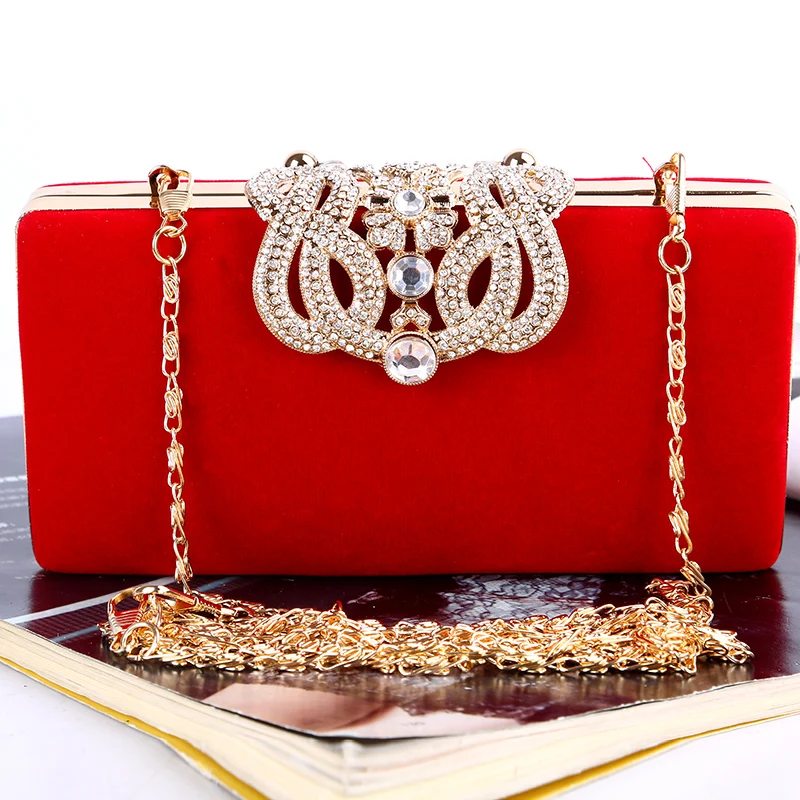 

Evening Bag Selling Fashion Black Purple Red Blue Fuschia Women Luxury Party Evening Ladies Rhinestone PU Clutch Bag