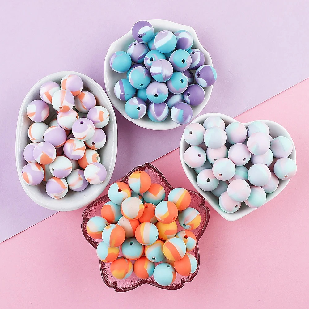 

Mix Round & Hexagon Silicone Taby Teething Beads Baby Teething Beads BPA Free Silicone Beads For Baby, 4 colors
