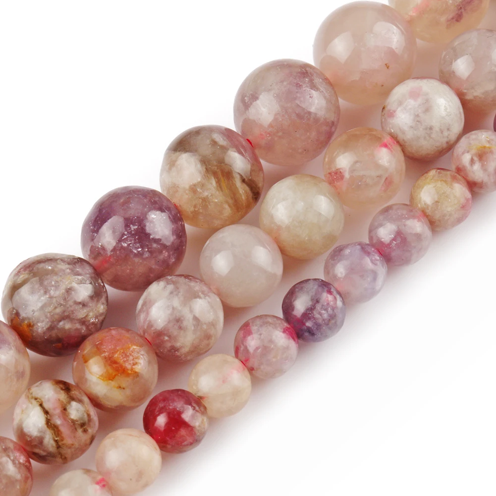 

Wholesale 6/8/10mm Round Mixed Color Plum Blossom Tourmaline Stone Beads For DIY Jewelry Making