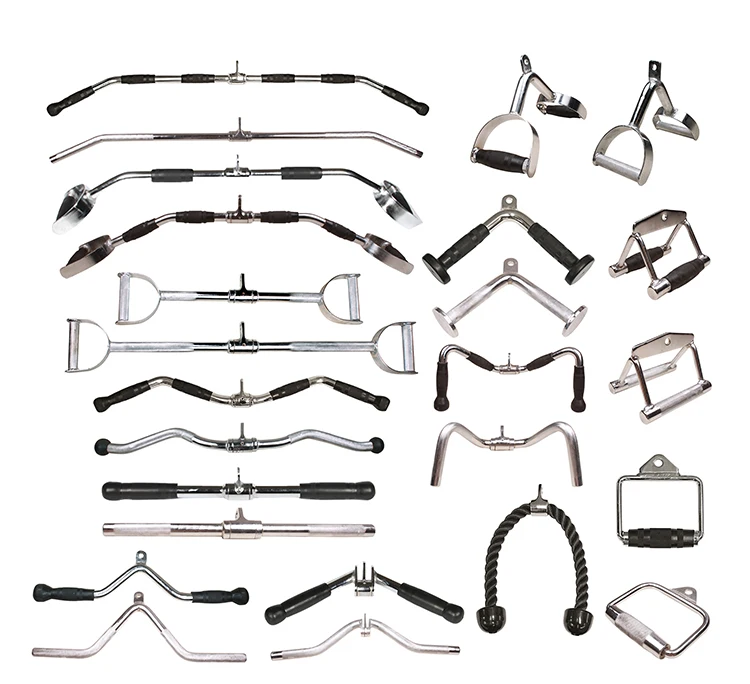 

Factory Price Home Gym Fitness Smith Machine Accessories Cable Handle Press Down Bar, Silver/black