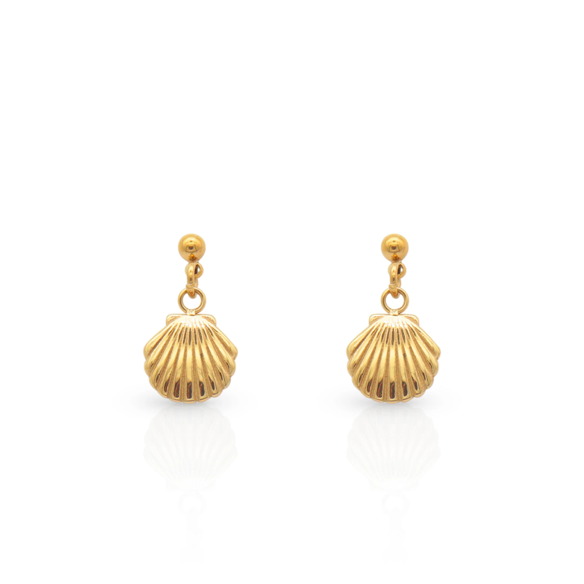 

Chris April holiday style 316L stainless steel pvd gold plated water-proof shell shape drop earrings