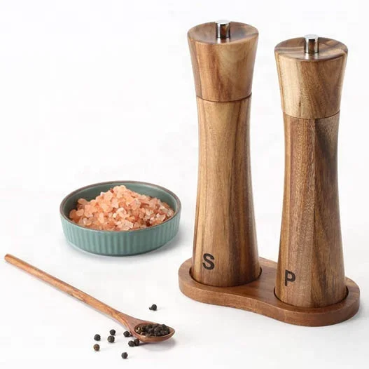 

Wooden Tableware Gifts Professional Chef Ceramic Core Adjustable Manual Salt Grind Salt Pepper Shaker Mill