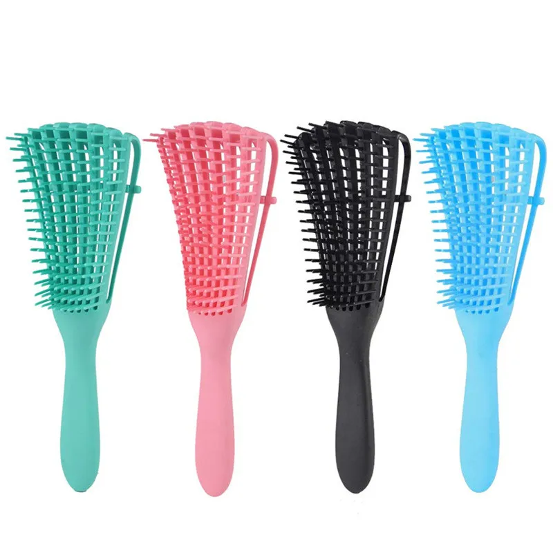 

Hairdressing Vent Feature Plastic Handle Magic Eight Rows Octopus Spare Ribs Comb Detangling Hair Brush, 7 colors