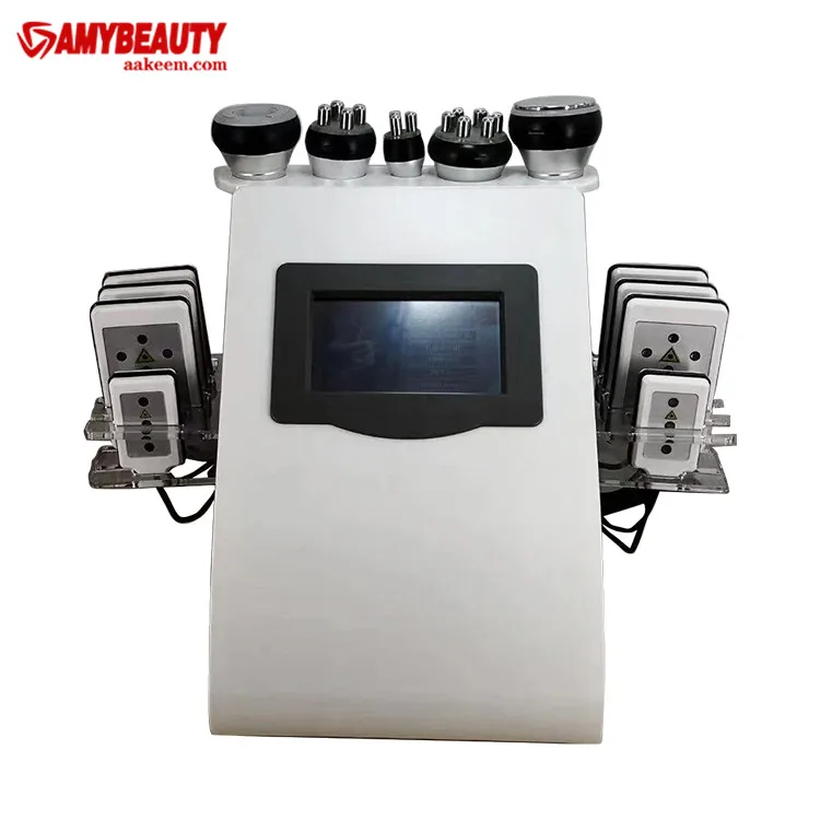 

2021 new arrival 6 in 1 40k professional portable cellulite removal mini with low price vacuum rf cavitation system, White