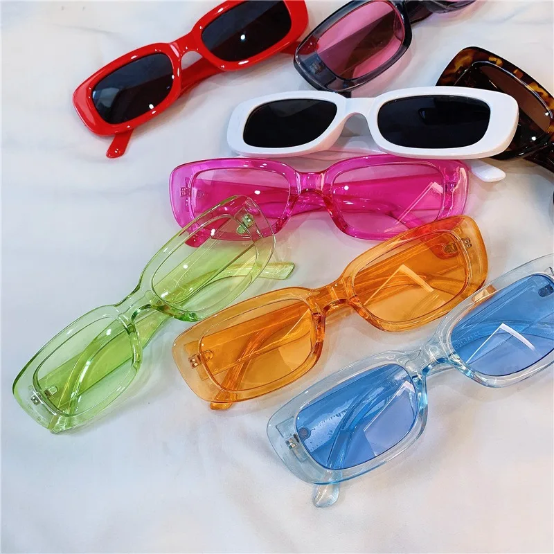 

Small Framed Rectangle Plastic Candy Sunglasses Women 2023 Fashion Party Shades Designer Glasses Gafas De Sol Men Sunglasses