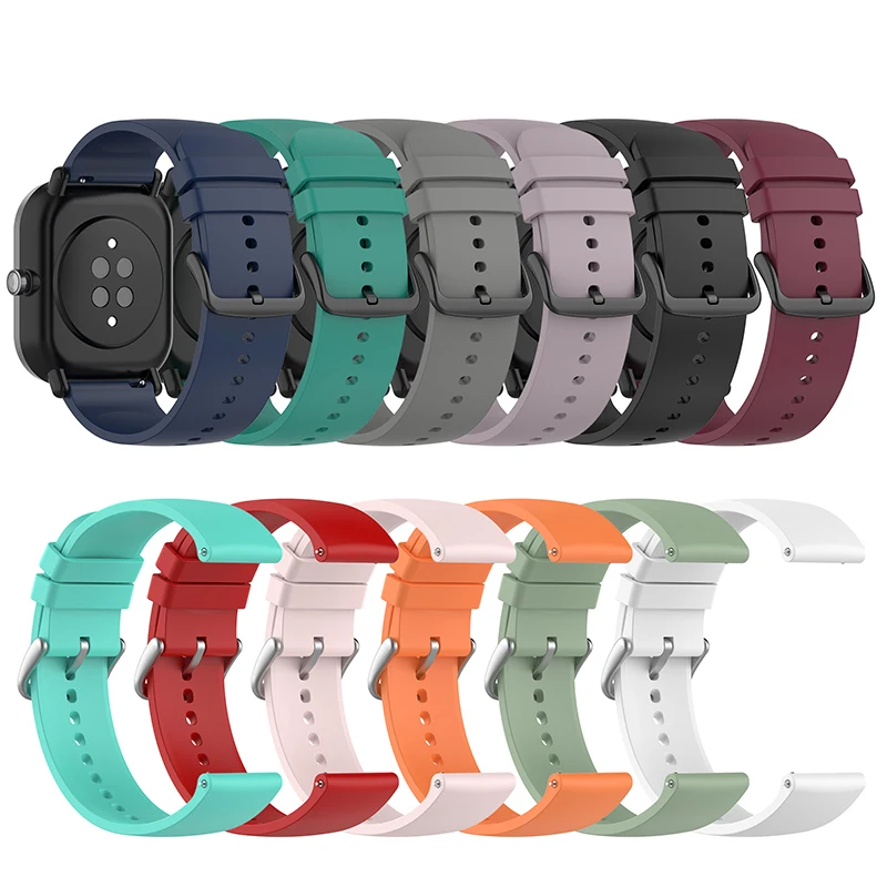 

BOORUI 20 22mm silicone watch bands for amazfit gts 2 mini strap for huami amazfit bip strap, 12 colors