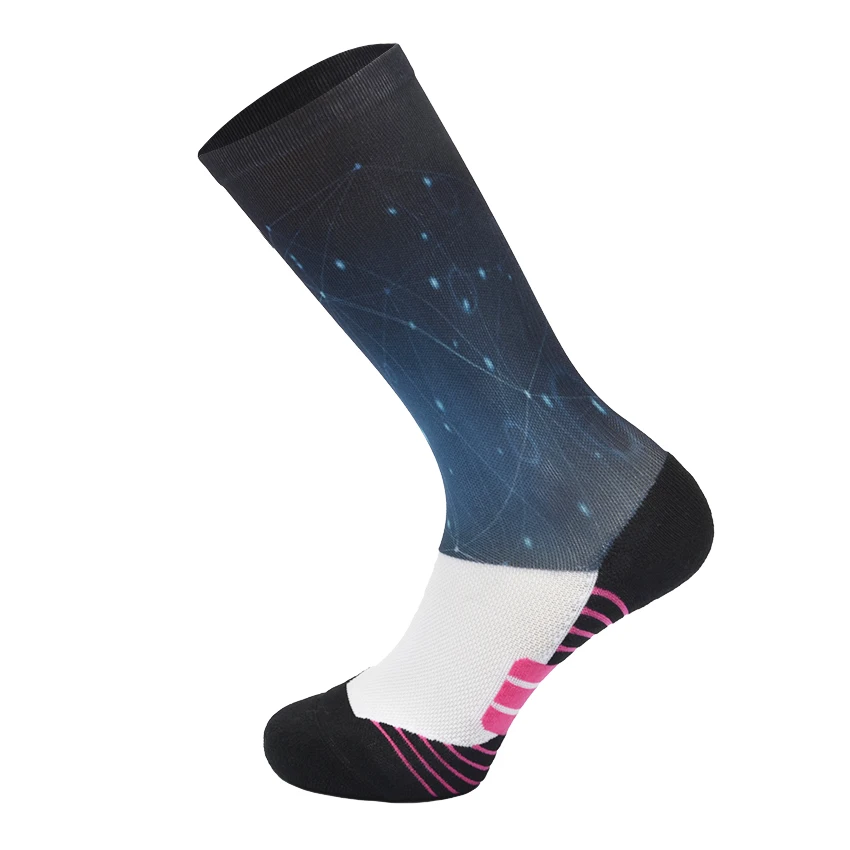 

Non Slip grip high quality outdoor shockproof printed crew sports compression socks, Custom color