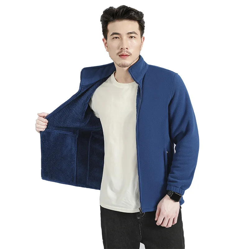 

Autumn and winter warm top double-sided sweater plus velvet thickened polar fleece jacket men
