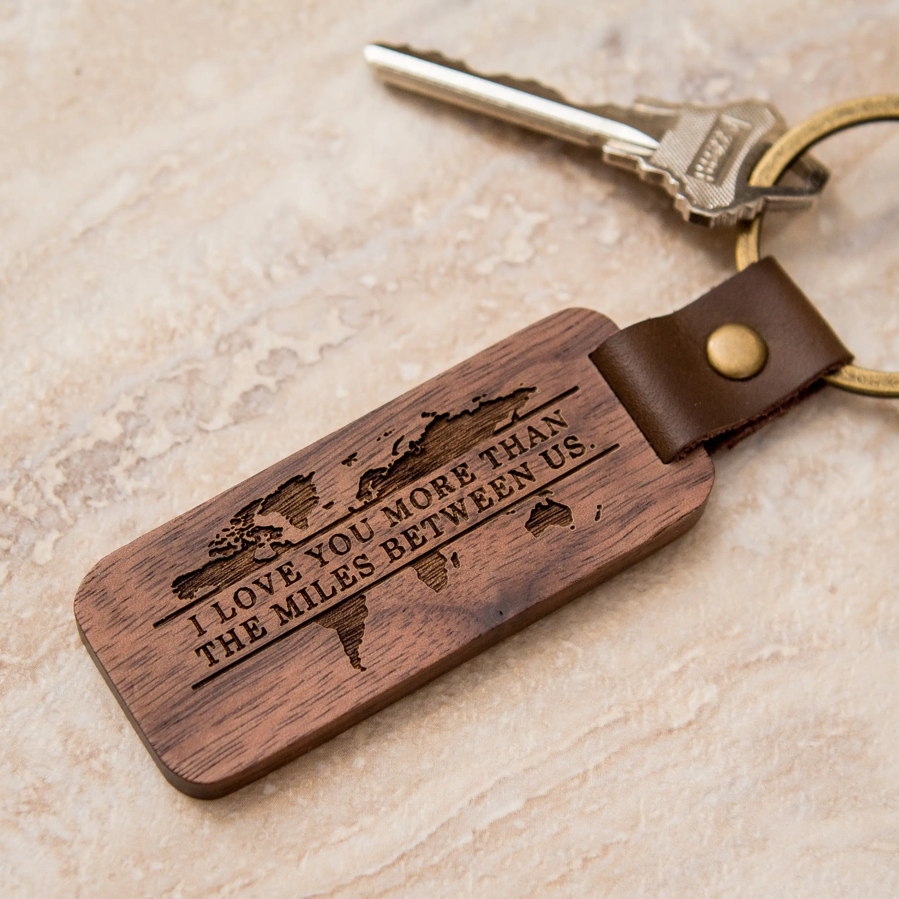 

Customized Designs Cherry Walnut Wooden Key Ring Free Shipping Keychain, Natural