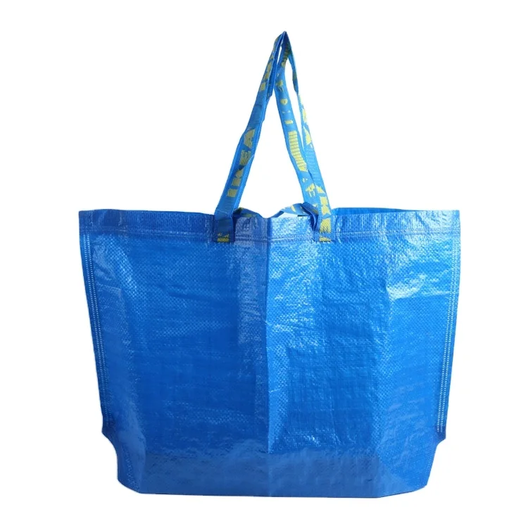 

Wholesale In Stock Recycle Promotional Large Capacity Customized PP Woven Tote Bag Laminated Polypropylene Woven Shopping Bags, Blue