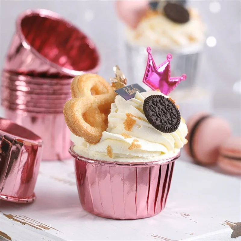 

Aluminium Foil High Temperature Cake Baking Molds Multi Color Paper Cupcake Mold Liner Muffin Cups