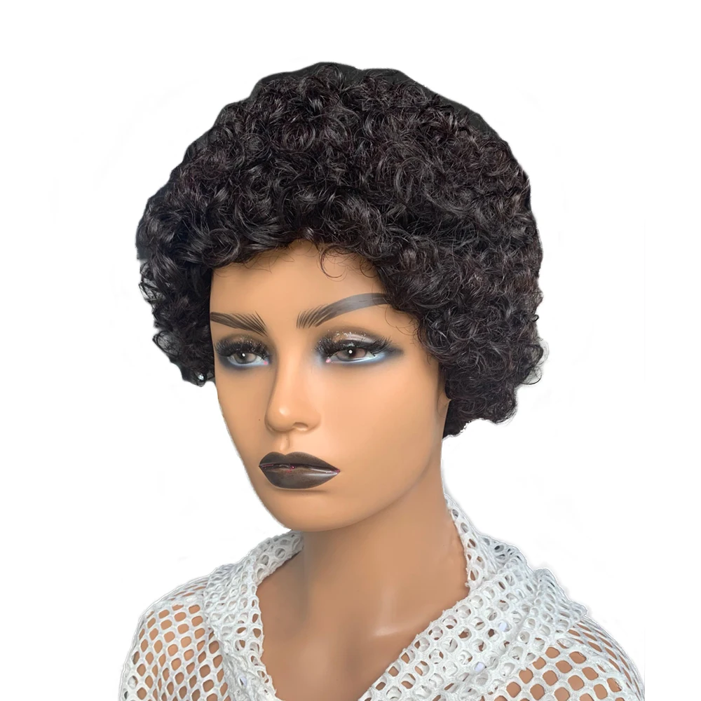 

Medo Cheap Afro Kinky Curly Short 100% Human Hair Wigs For Black Women Natural Bob Pixie Cut Human Hair Wig