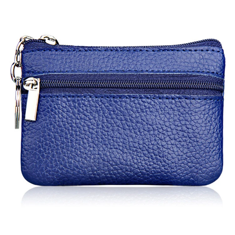 

Genuine Leather Coin Purse Change Wallet With Zipper Soft Leather Coin Pouch Mini Size, As photo