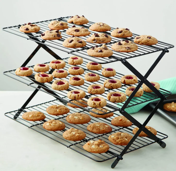 

3-Tier Collapsible Cooking and Baking Cooling Rack, Black