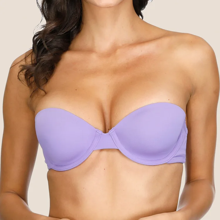 

bandeau Ladies strapless underwire bretelles Push Up Half Cup uplift underwire Strapless Bras, 2 color as pictures