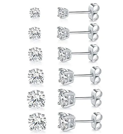 stainless steel cz earrings
