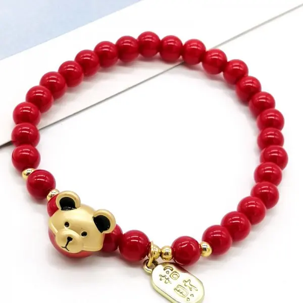 

Cute Animal beaded bracelet Girls Women charm bracelet natural stone adjustable length stretch rope bangle, As shown