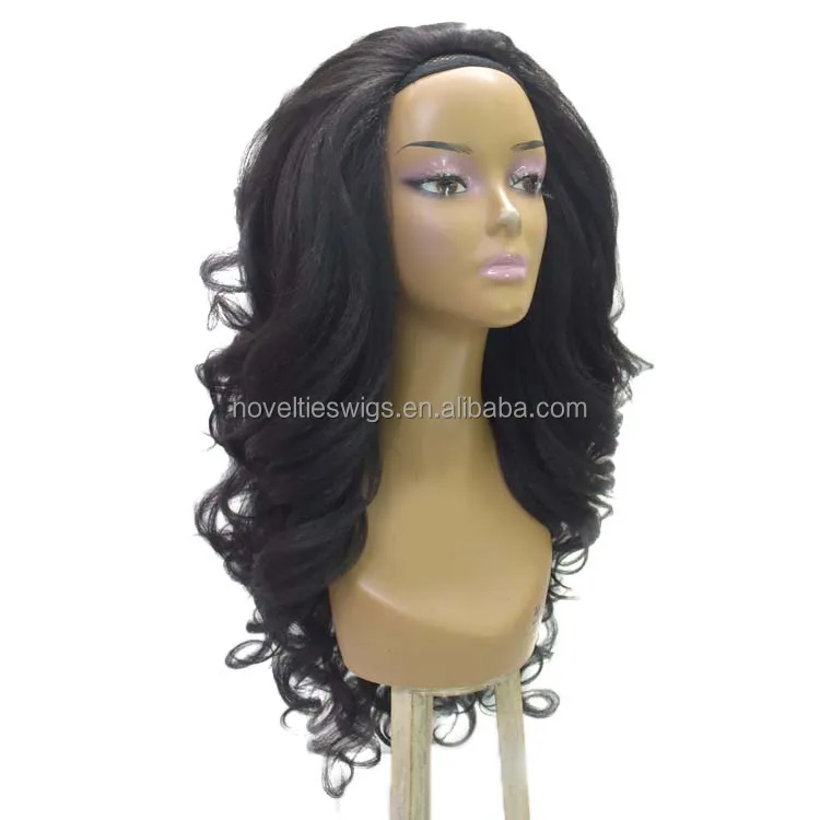 

Novelties 24 Inch Afro Water Body Wave 150 180 Density Hand Tied Auburn Curl Synthetic Hair Headband Half Wigs For Black Women