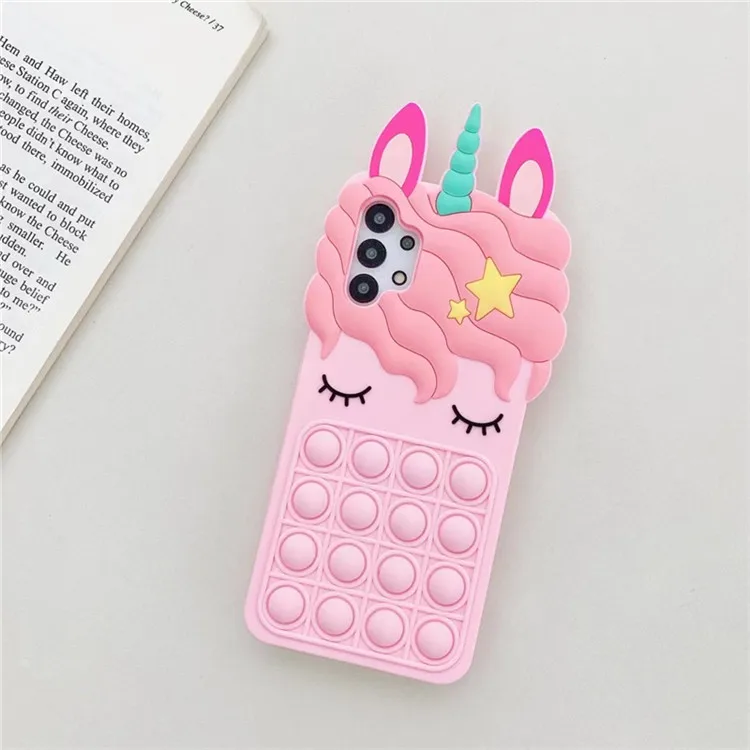 

Toys Bubble Phone Case For Samsung Galaxy S20 S10 S9 Plus Note 9 10 20 A52 A72 3D Cartoon Unicorn Soft Silicon Cover
